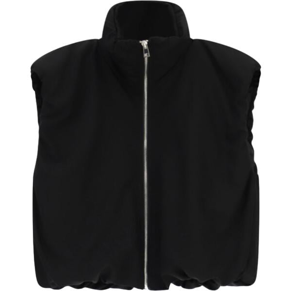 Piumino da donna in nero pece collo alto senza maniche con zip Imperial