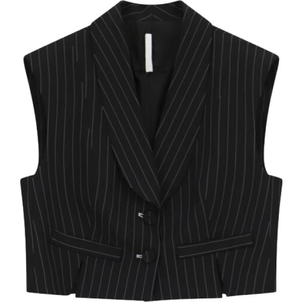 Gilet da donna in nero pece a righe corto Imperial