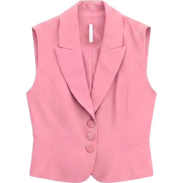 Gilet da donna in rosa scuro monopetto Imperial