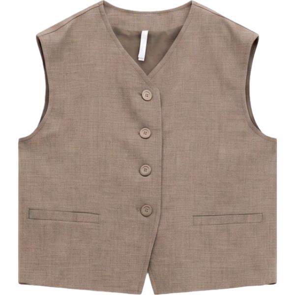 Gilet da donna in marrone chiaro con bottoni Imperial