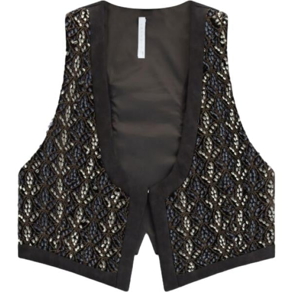 Gilet da donna in marrone scuro corto senza maniche Imperial