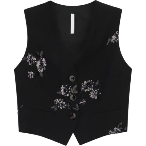Gilet da donna in nero pece a fiori Imperial Imperial