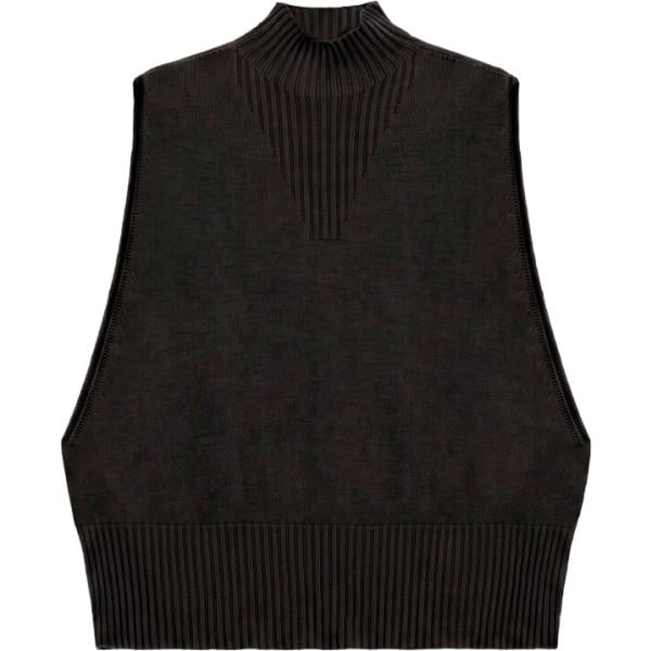 Maglione da donna in nero pece collo alto senza maniche Imperial