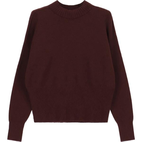 Maglione da donna in marrone scuro girocollo a maniche lunghe Imperial