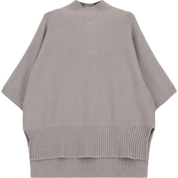 Maglione da donna in grigio chiaro collo alto a maniche corte Imperial