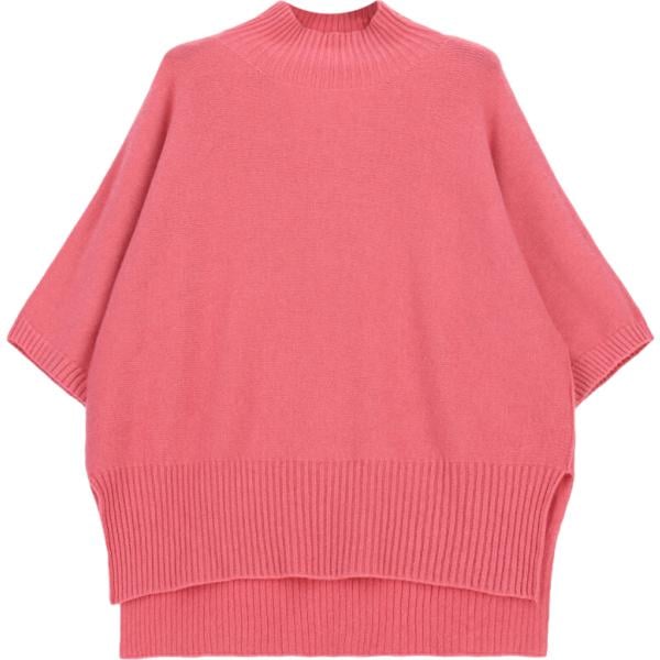 Maglione da donna in rosa scuro collo alto a maniche corte Imperial