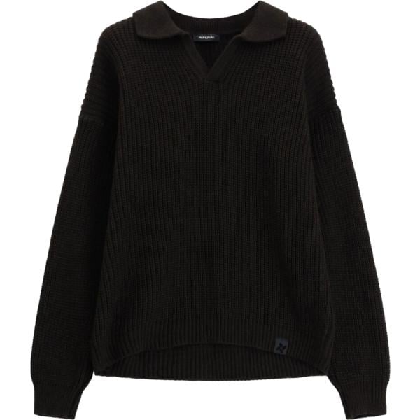 Maglione da uomo in marrone scuro lavorato a maglia collo a polo Imperial