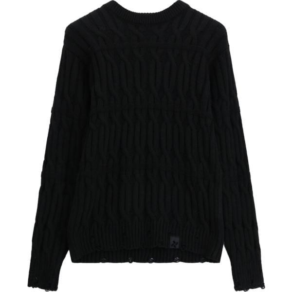 Maglione da uomo in nero pece lavorato a maglia girocollo a maniche lunghe Imperial