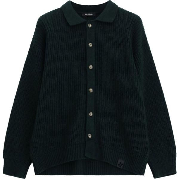 Cardigan da uomo in nero pece lavorato a maglia collo classico con bottoni Imperial