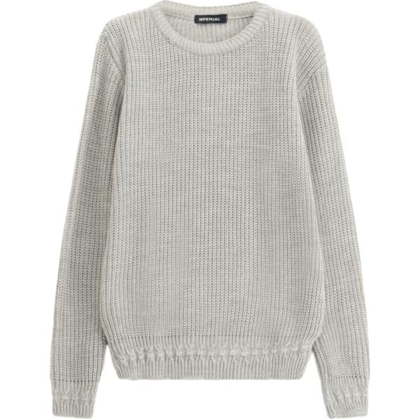Maglione da uomo in grigio chiaro lavorato a maglia girocollo a maniche lunghe Imperial