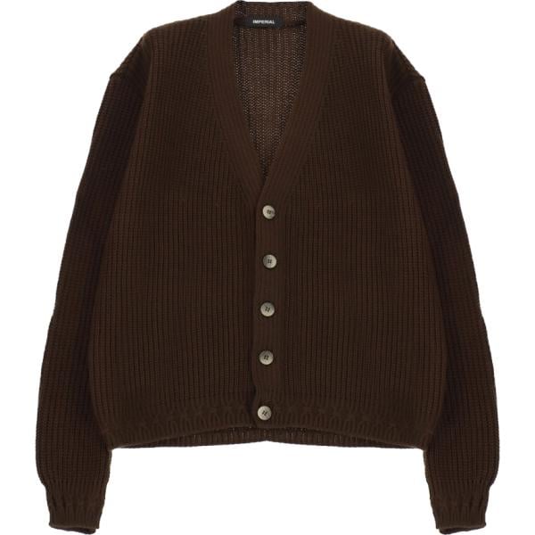 Cardigan da uomo in marrone scuro lavorato a maglia con bottoni Imperial