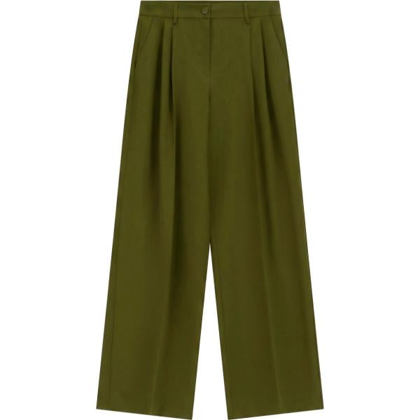 Pantaloni a palazzo da donna in verde oliva a vita alta Imperial