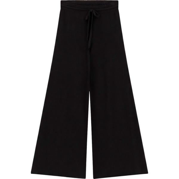 Pantaloni a palazzo da donna in nero pece a vita alta con coulisse Imperial