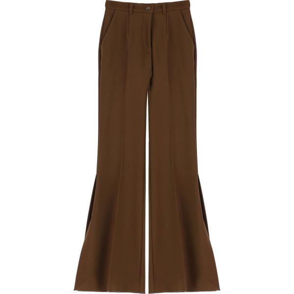 pantaloni da donna forma svasata in marrone scuro con spacco a vita alta Imperial