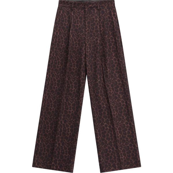 Pantaloni a palazzo da donna in marrone scuro con stampe a vita alta Imperial