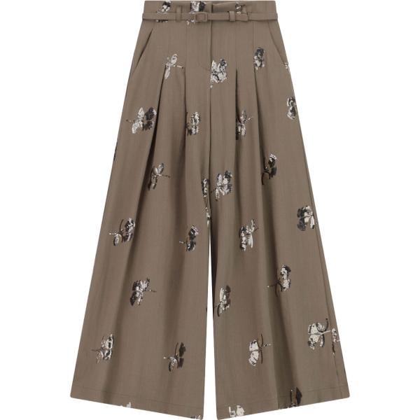 pantaloni a palazzo Imperial marrone con stampe