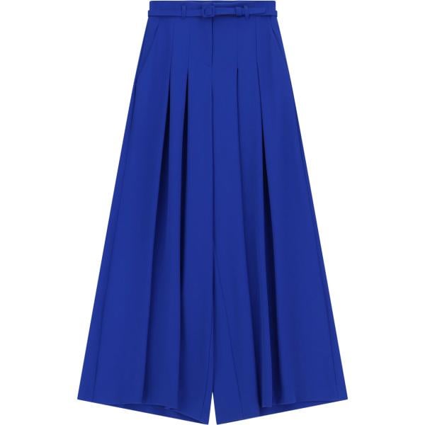 Pantaloni a palazzo da donna in blu scuro a vita alta con cintura Imperial
