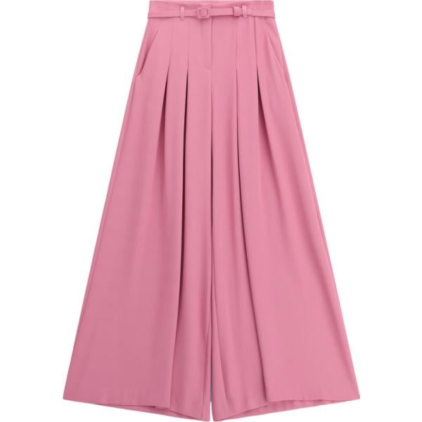 Pantaloni a palazzo da donna in rosa scuro a vita alta con cintura Imperial