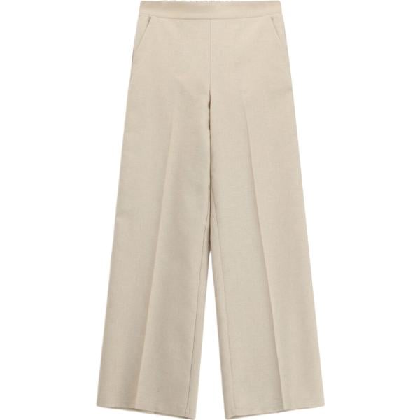 Pantaloni a palazzo da donna in beige sabbia a vita alta Imperial