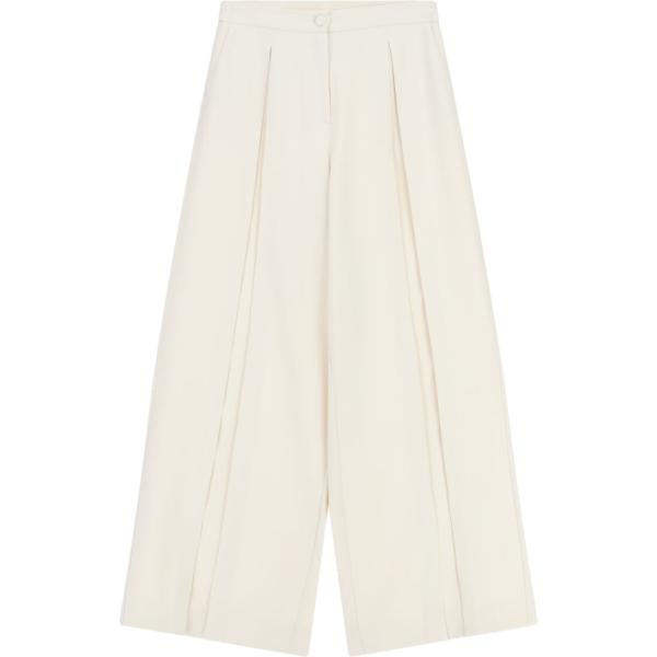 Pantaloni a palazzo da donna in bianco avorio a vita alta Imperial