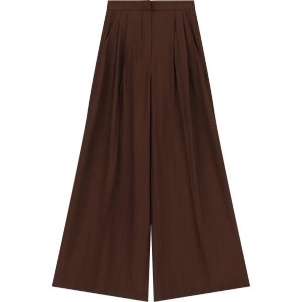 Pantaloni a palazzo da donna in marrone scuro plissè a vita alta Imperial