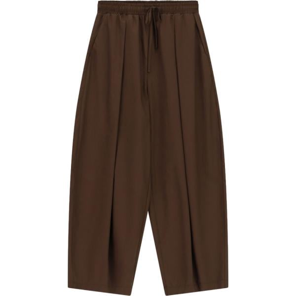 Pantaloni a palazzo da donna in marrone scuro cropped con coulisse Imperial