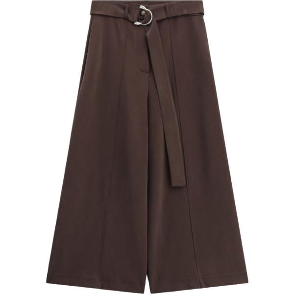 Pantaloni a palazzo da donna in marrone scuro cropped con cintura Imperial