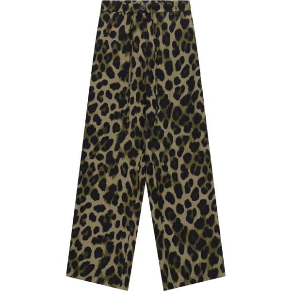 Pantaloni a palazzo da donna in nero pece animalier a vita alta con cintura Imperial