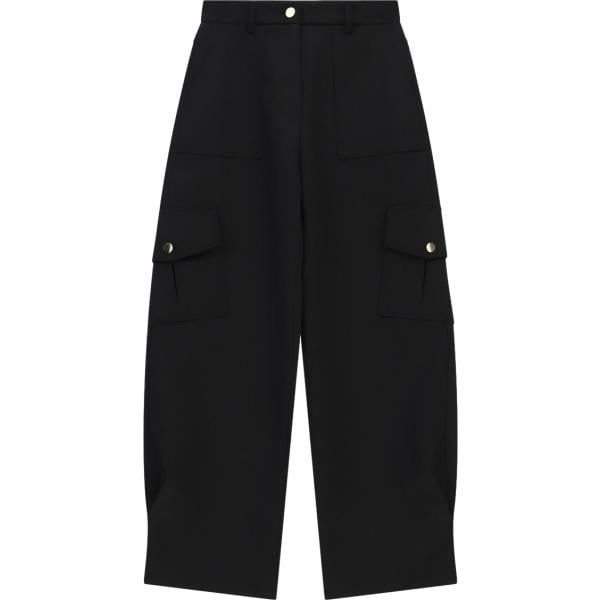 Pantaloni cargo da donna in nero pece a vita alta Imperial