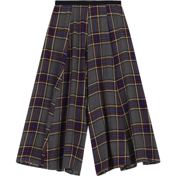 Pantaloni culotte da donna in grigio scuro a quadri cropped a vita alta Imperial Imperial