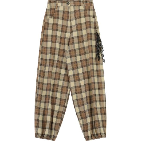 pantaloni a palazzo Imperial marrone scozzese