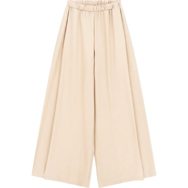Pantaloni a palazzo da donna in beige sabbia con stampe a vita alta Imperial