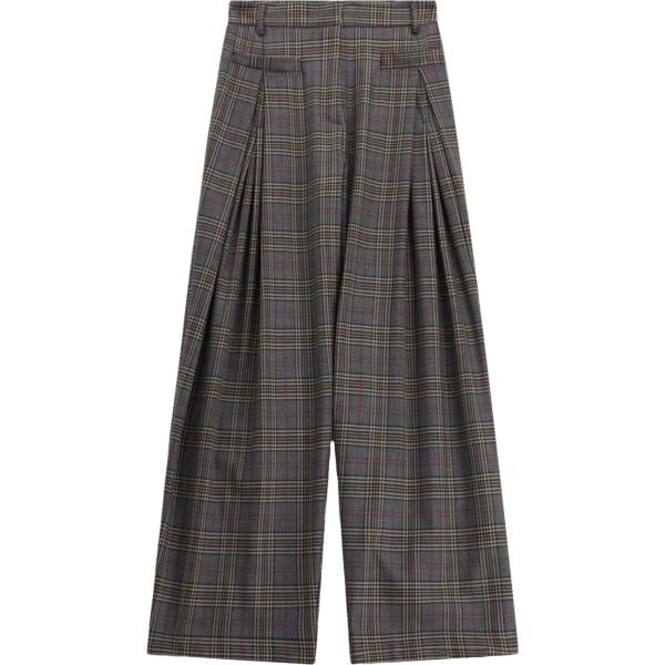 Pantaloni a palazzo da donna in grigio scuro con stampe a vita alta Imperial