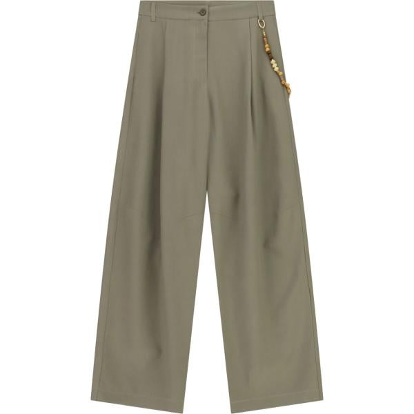 Pantaloni a palazzo da donna in marrone scuro con perle a vita alta Imperial