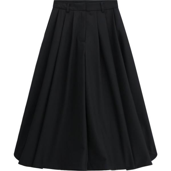 Pantaloni culotte da donna in nero pece a vita alta con cintura Imperial