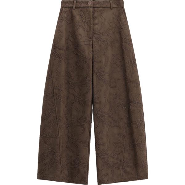 Pantaloni a palazzo da donna in marrone scuro a fiori a vita alta Imperial