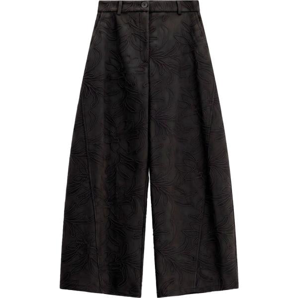 Pantaloni a palazzo da donna in nero pece a fiori a vita alta Imperial