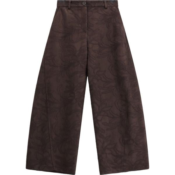 Pantaloni da donna in marrone scuro con stampe a vita alta Imperial