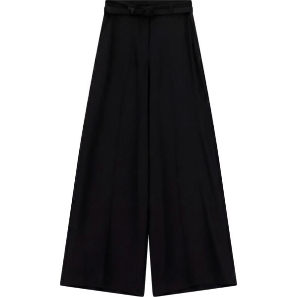 Pantaloni a palazzo da donna in nero pece a vita alta con cintura Imperial