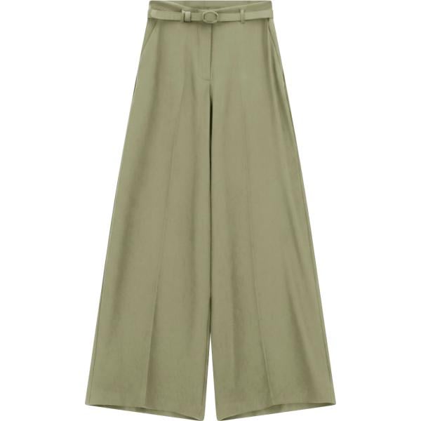 Pantaloni a palazzo da donna in marrone chiaro a vita alta con cintura Imperial