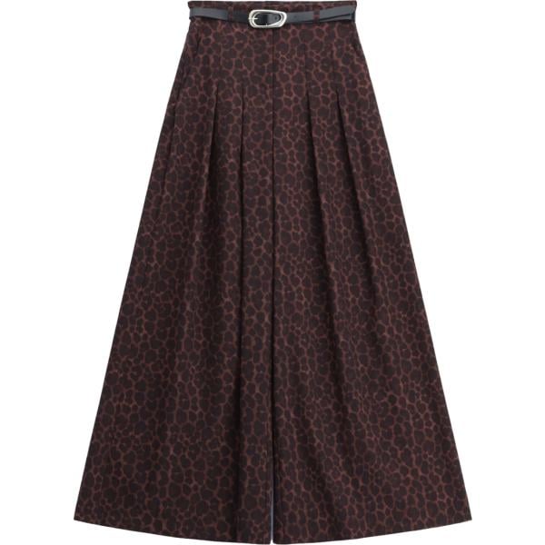 Pantaloni da donna in marrone scuro con stampe con cintura Imperial