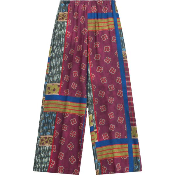 Pantaloni a palazzo da donna in viola scuro a righe a vita alta Imperial