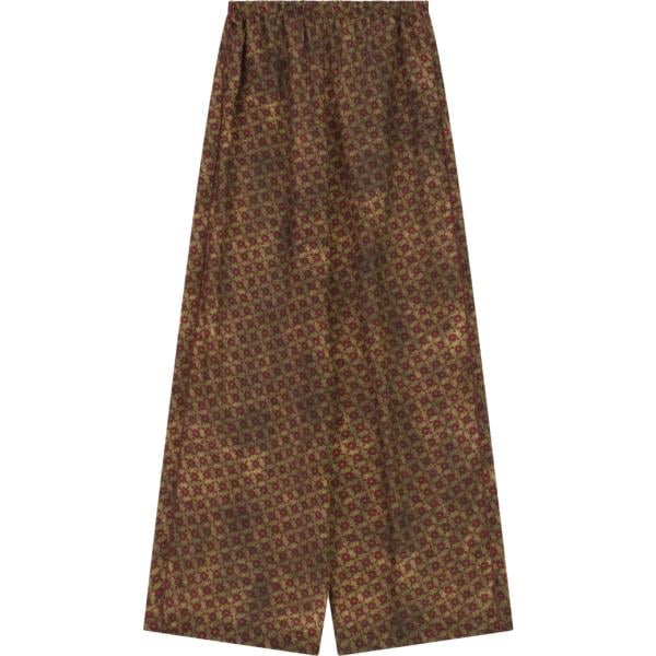 Pantaloni a palazzo da donna in marrone scuro con stampe a vita alta Imperial