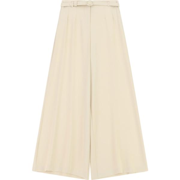 Pantaloni a palazzo da donna in beige sabbia a vita alta con cintura Imperial