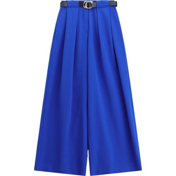 Pantaloni a palazzo da donna in blu medio a vita alta con cintura Imperial