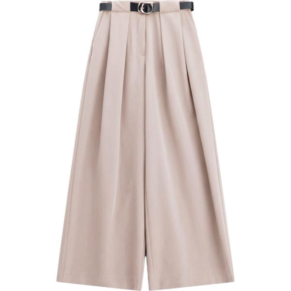 Pantaloni a palazzo da donna in viola chiaro a vita alta con cintura Imperial