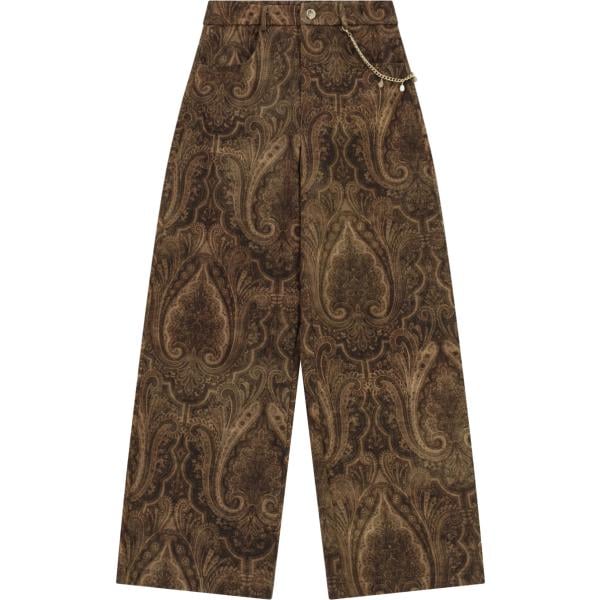 pantaloni a palazzo Imperial marrone con stampe