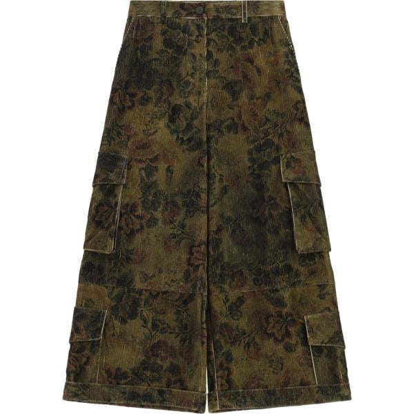 Pantaloni cargo da donna in marrone scuro con stampe a vita alta Imperial