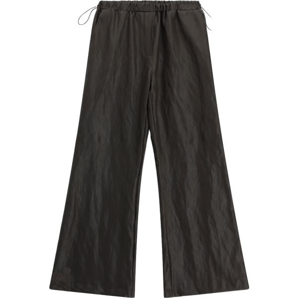 Pantaloni a palazzo da donna in nero pece effetto lucido a vita alta Imperial