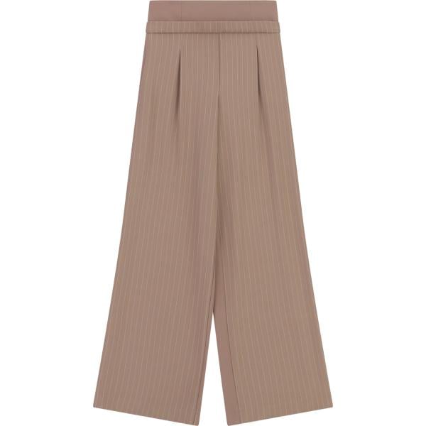Pantaloni a palazzo da donna in marrone chiaro a righe a vita alta Imperial